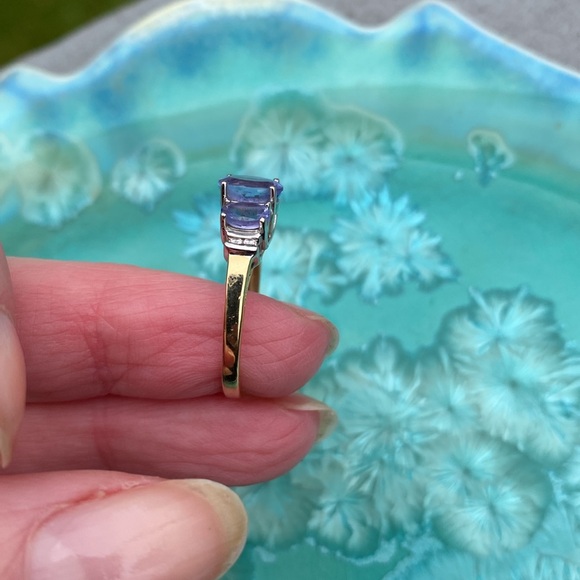 14K Yellow & White Gold Purple Stone (Tanzanite?) & Diamond Ring THL Approx 7 - Picture 7 of 16
